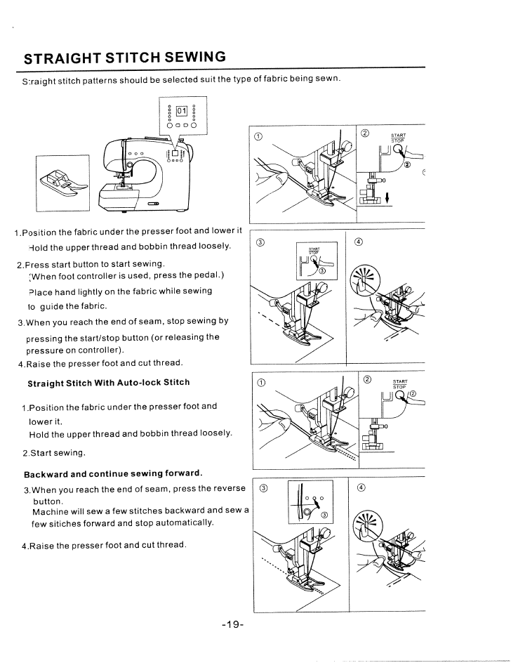 Straight stitch sewing | SINGER W1750C User Manual | Page 21 / 36
