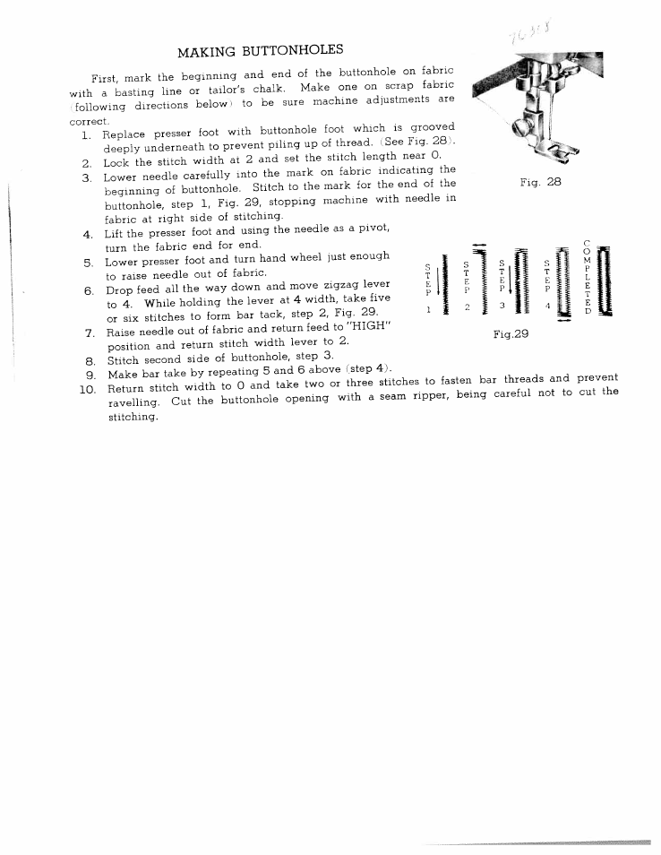 Making buttonholes | SINGER W1762 User Manual | Page 21 / 39