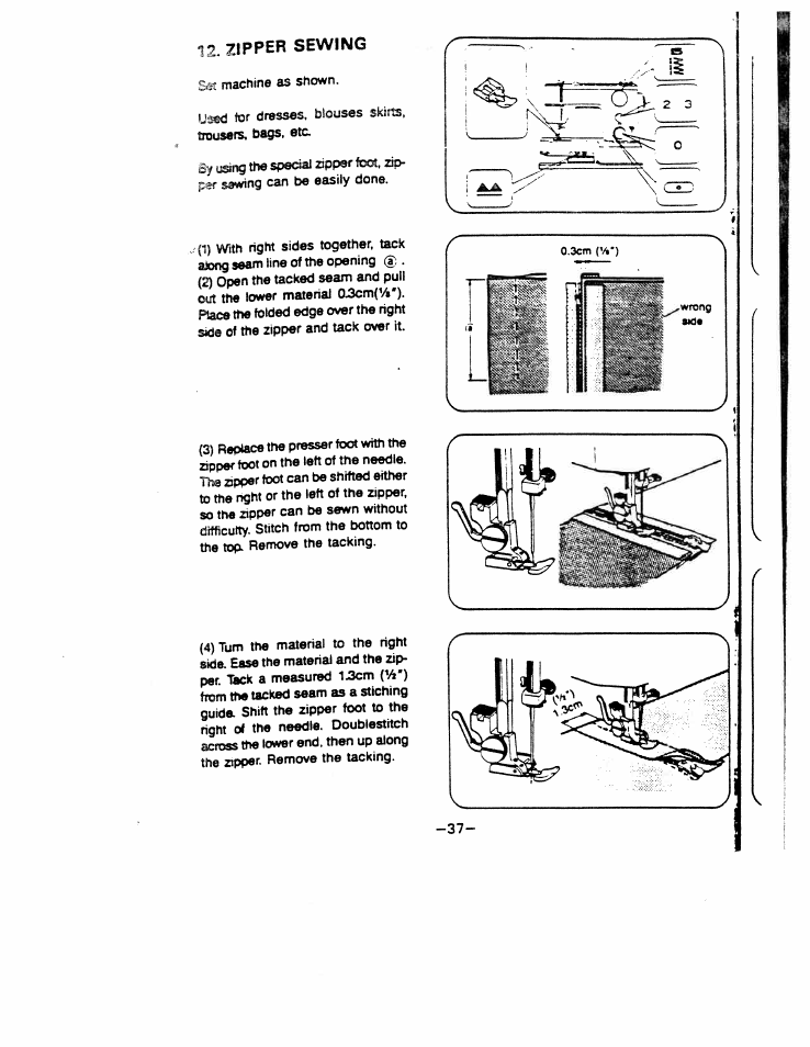 Zipper sewing | SINGER W1777 User Manual | Page 39 / 50
