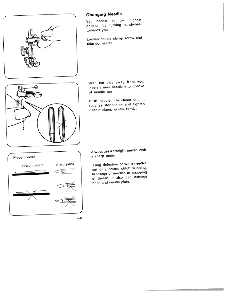 Changing needle | SINGER W1805 User Manual | Page 13 / 48