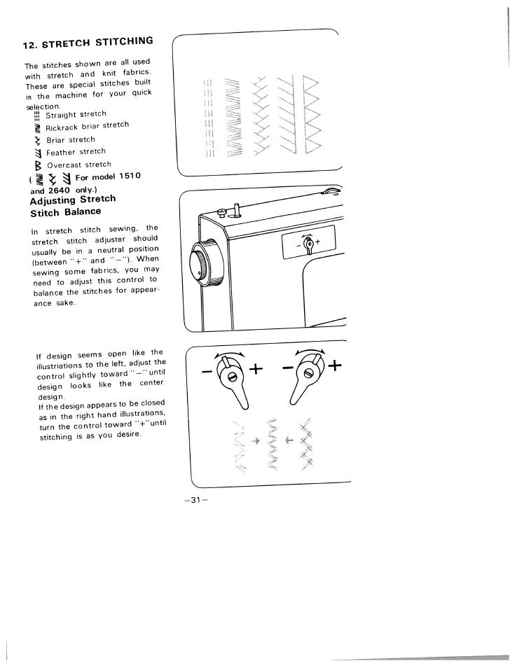 Stretch stitching, Adjusting stretch, Stitch balance | Adjusting stretch stitch balance | SINGER W1805 User Manual | Page 36 / 48