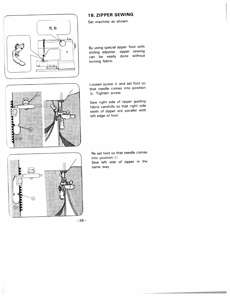 Zipper sewing | SINGER W1805 User Manual | Page 41 / 48