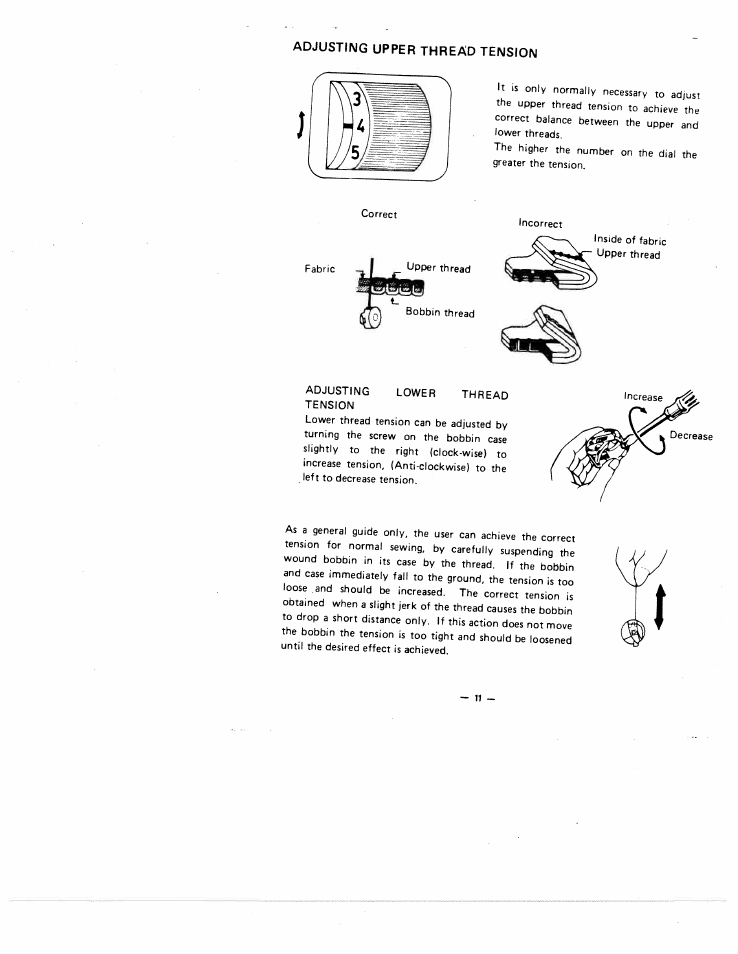 Adjusting upper thread tension, Adjusting.thread tensions | SINGER W1855 User Manual | Page 15 / 32