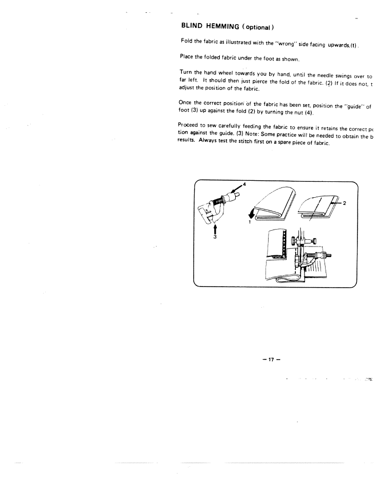Blind hemming (optional) | SINGER W1855 User Manual | Page 21 / 32
