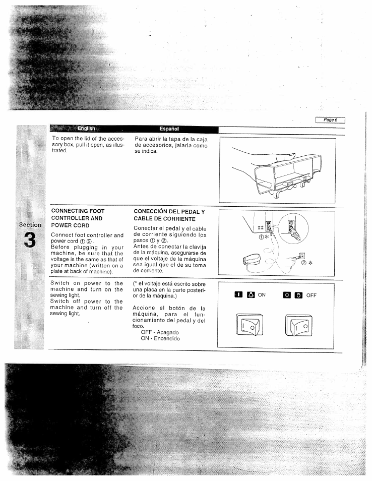 Coneccion del pedal y cable de corriente | SINGER W1955 User Manual | Page 12 / 55