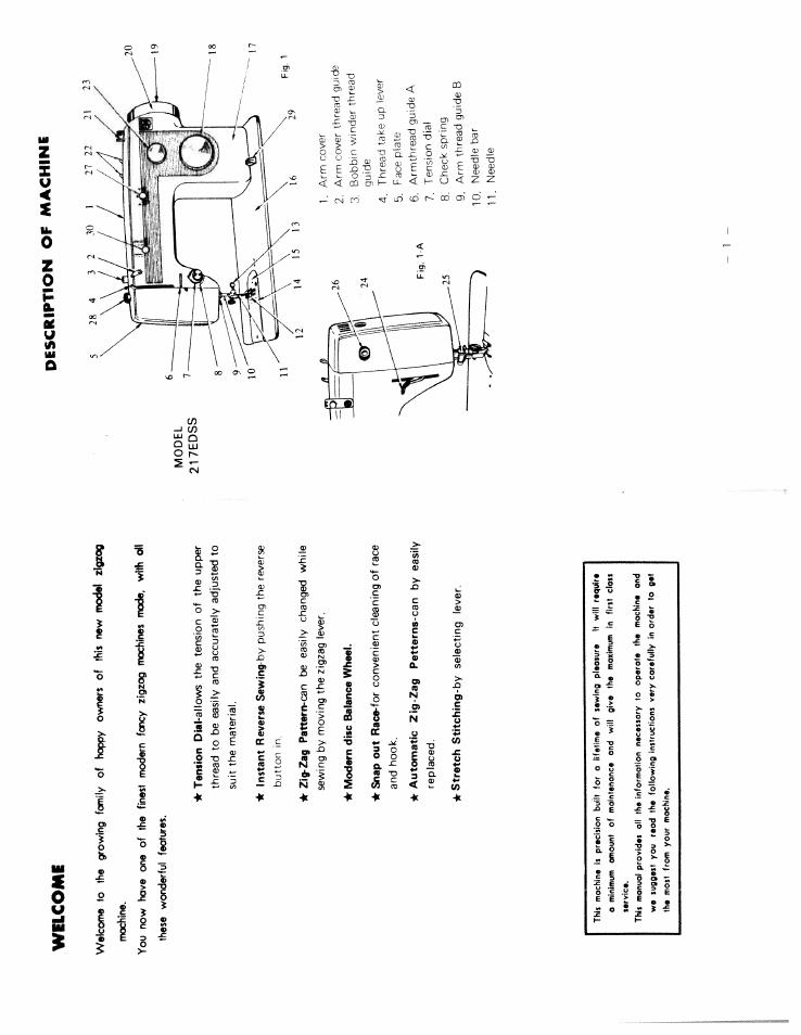 Discription of machin, Wilcomi, 217edss | SINGER W217 User Manual | Page 3 / 17