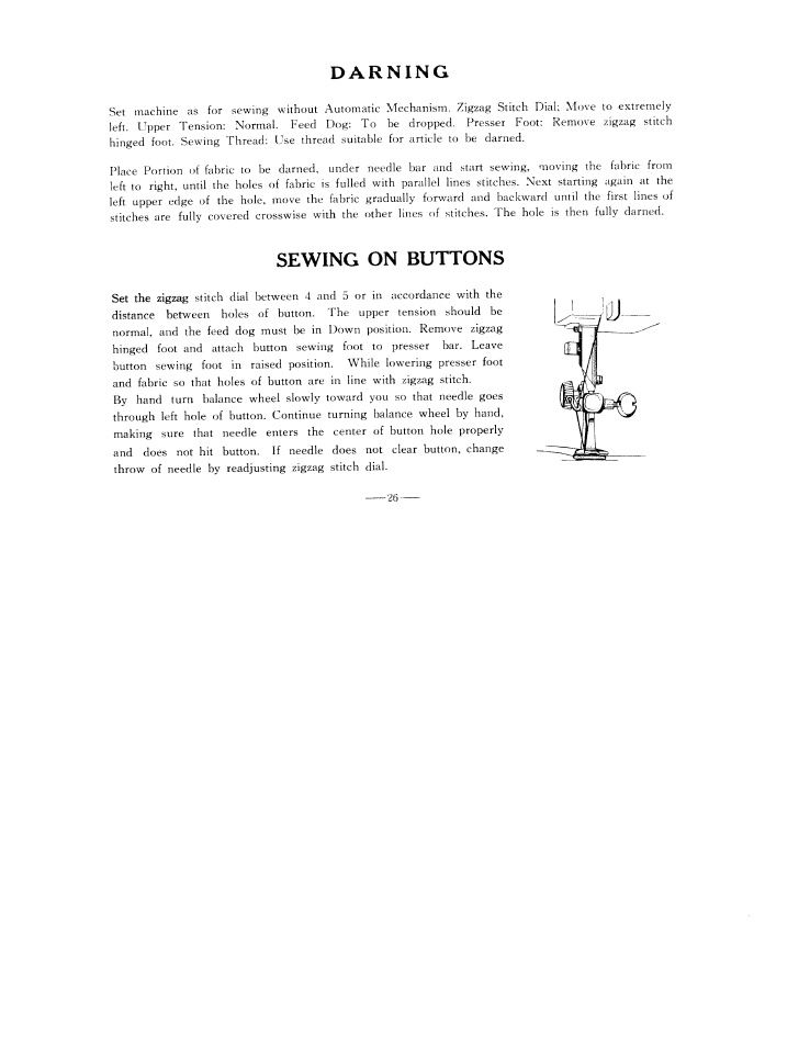 Darning, Sewing on buttons, Darning sewing on buttons | SINGER W3851 User Manual | Page 29 / 35