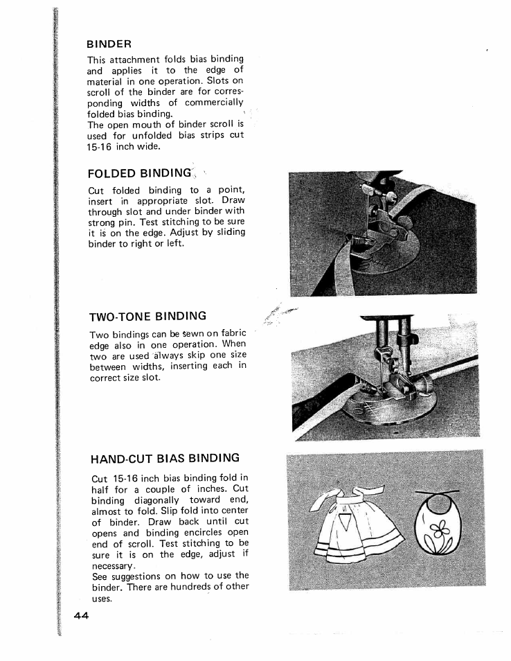 Binder, Two-tone binding, Hand-cut bias binding | SINGER W426 User Manual | Page 43 / 48