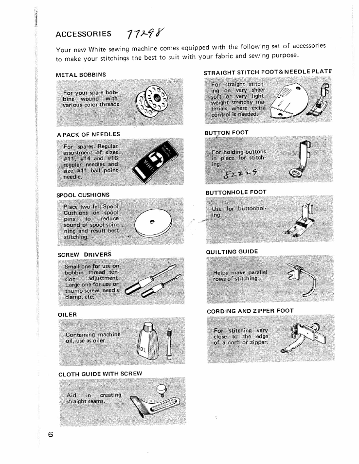Accessories 77afit | SINGER W426 User Manual | Page 7 / 48