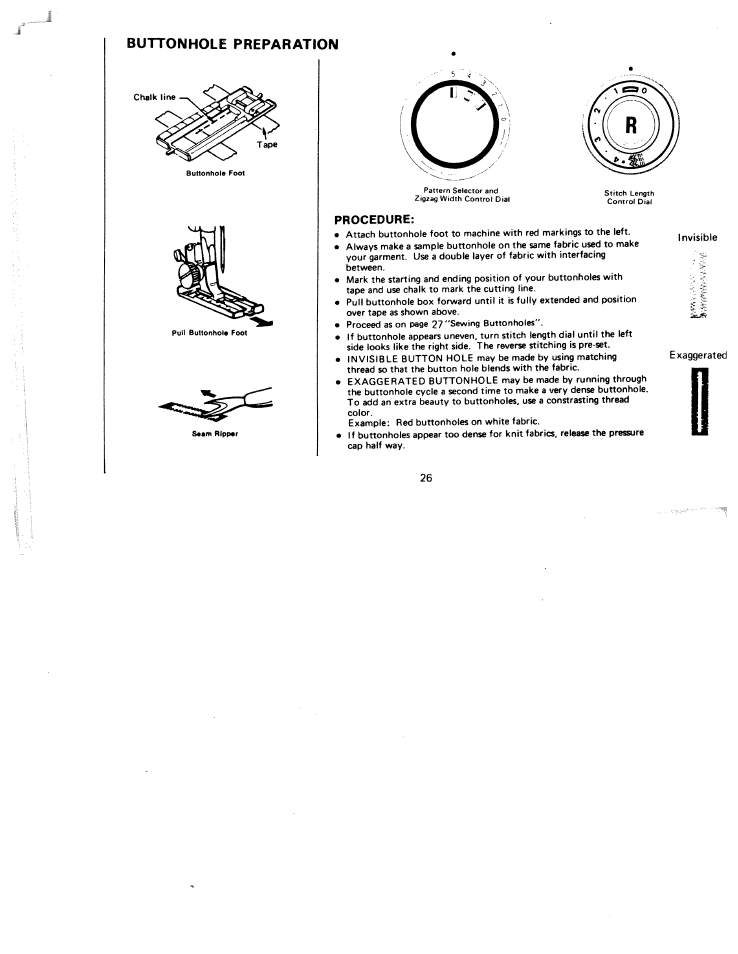 Buttonhole preparation | SINGER W511 User Manual | Page 27 / 35