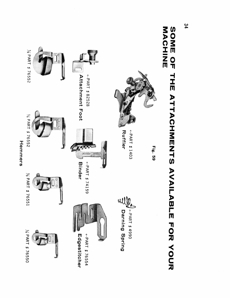 Some of the attachments available for your machine | SINGER W610 User Manual | Page 36 / 44