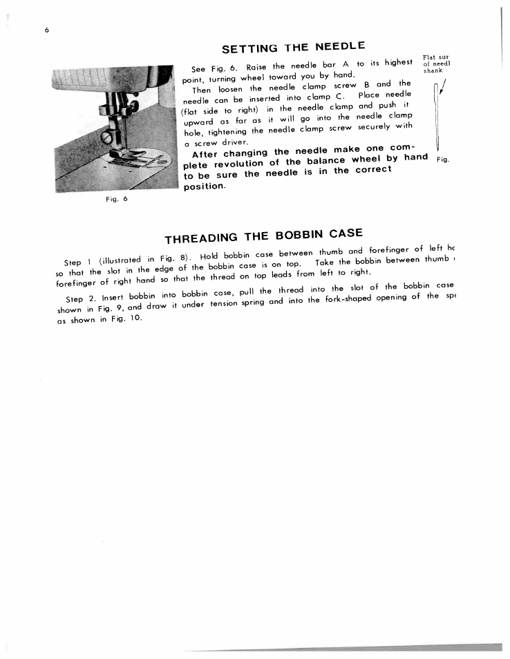 Lx:-;':;: "г,:: ::г .. ьоьь. оо, Setting the needle, Threading the bobbin case | Lx:-;':;: "г,:: ::г | SINGER W612 User Manual | Page 8 / 51