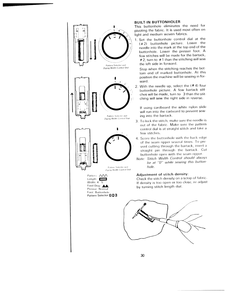 Built in buttonholer, D-d-a | SINGER W811 User Manual | Page 36 / 58
