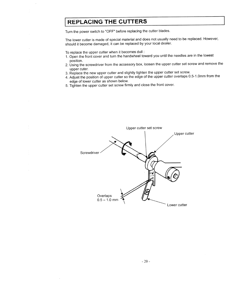 Replacing the cutters | SINGER WSL1634 User Manual | Page 22 / 30