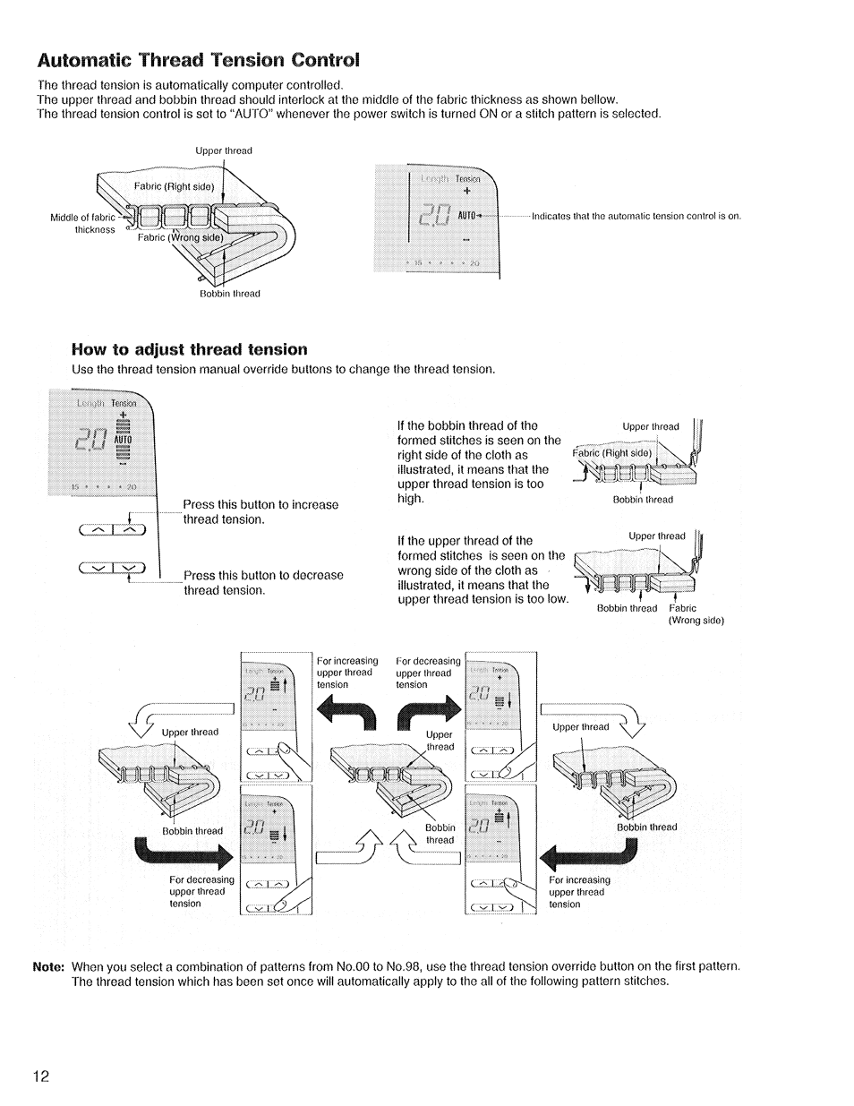 Automatic thread tensiori control, Automatic thread tension control, Ao g | SINGER XL1 Quantum User Manual | Page 14 / 48