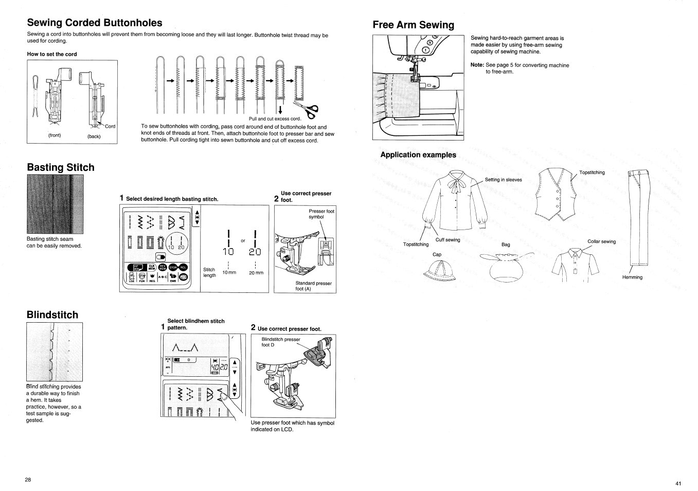 Free arm sewing, Application examples | SINGER XL100 Quantum User Manual | Page 43 / 72