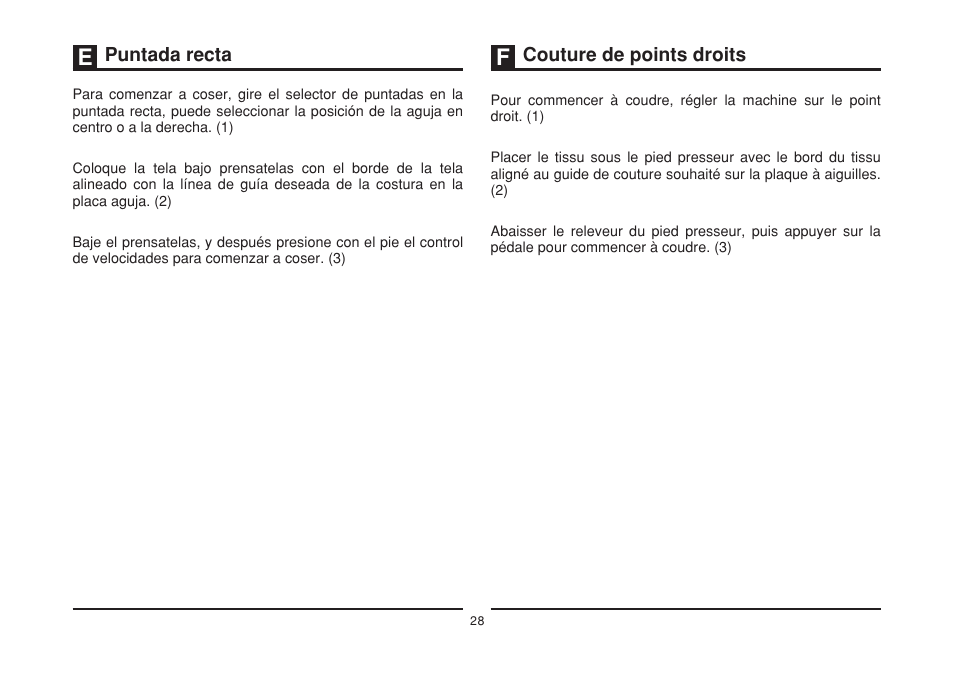 Puntada recta, Couture de points droits | SINGER 2277 TRADITION Instruction Manual User Manual | Page 35 / 62
