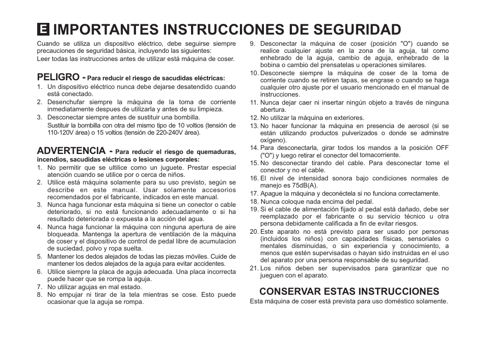 Importantes instrucciones de seguridad | SINGER 3323S TALENT Instruction Manual User Manual | Page 3 / 70