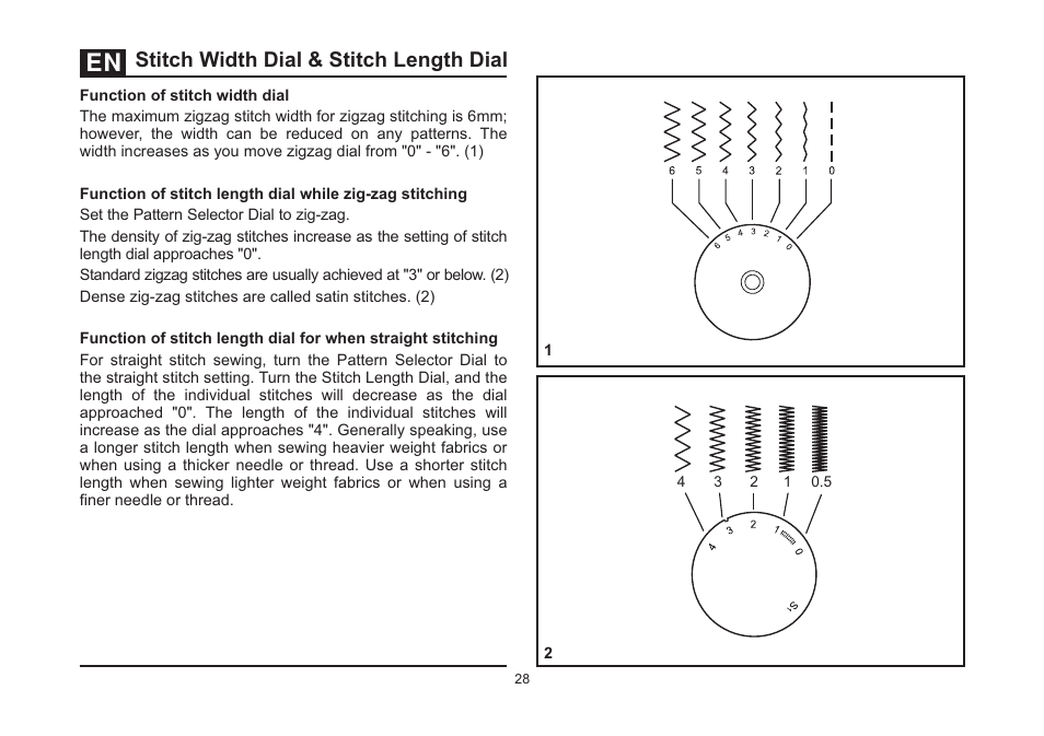 Stitch width dial & stitch length dial | SINGER 5523 SCHOLASTIC Instruction Manual User Manual | Page 35 / 67