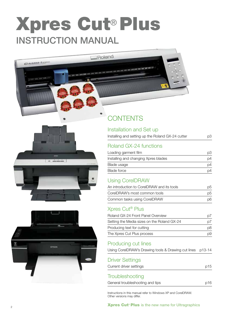 Xpres Cut Plus: Ultragraphics Roland GX-24 Manual User Manual | Page 2 / 16