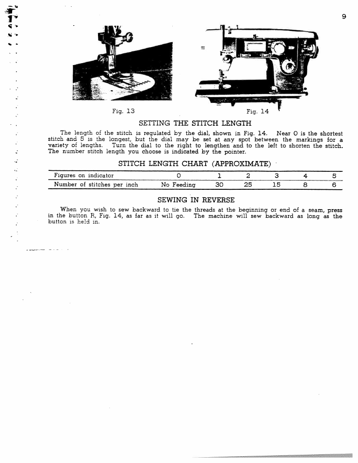 Setting the stitch length, Stitch length chart (approximate), Sewing in reverse | SINGER W1166 User Manual | Page 10 / 48