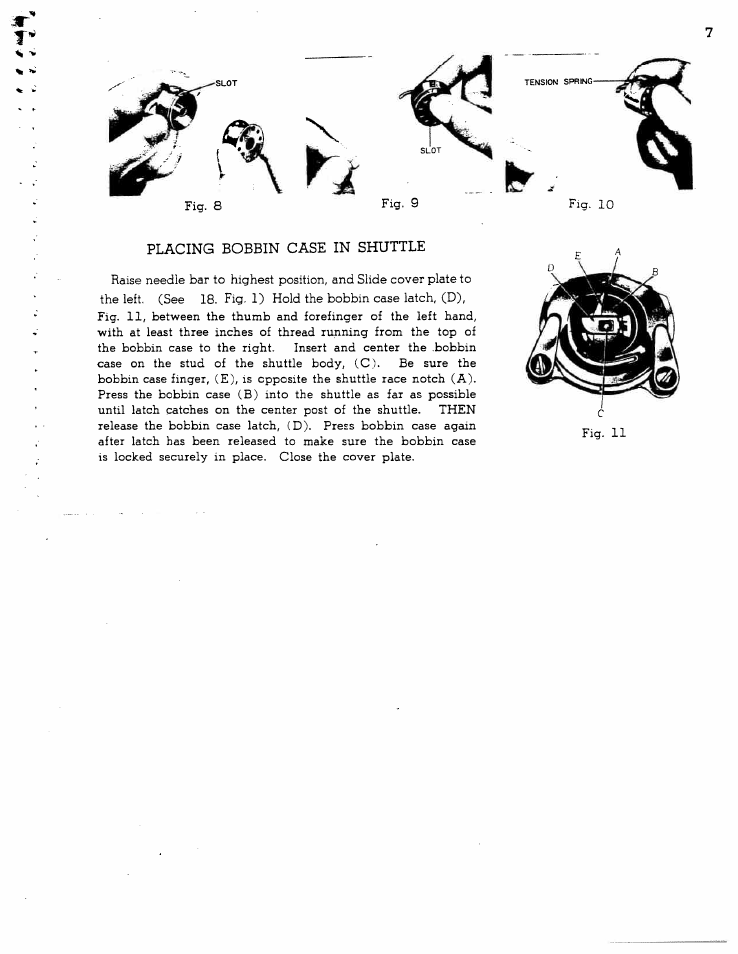 Placing bobbin case in shuttle | SINGER W1166 User Manual | Page 8 / 48