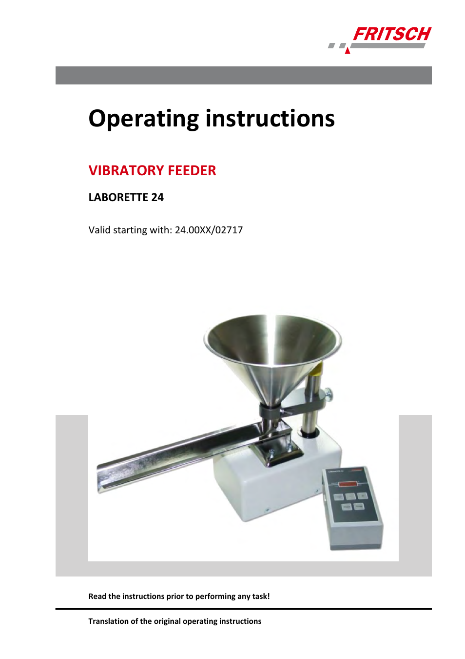 FRITSCH LABORETTE 24 with V-shaped channel User Manual | 40 pages