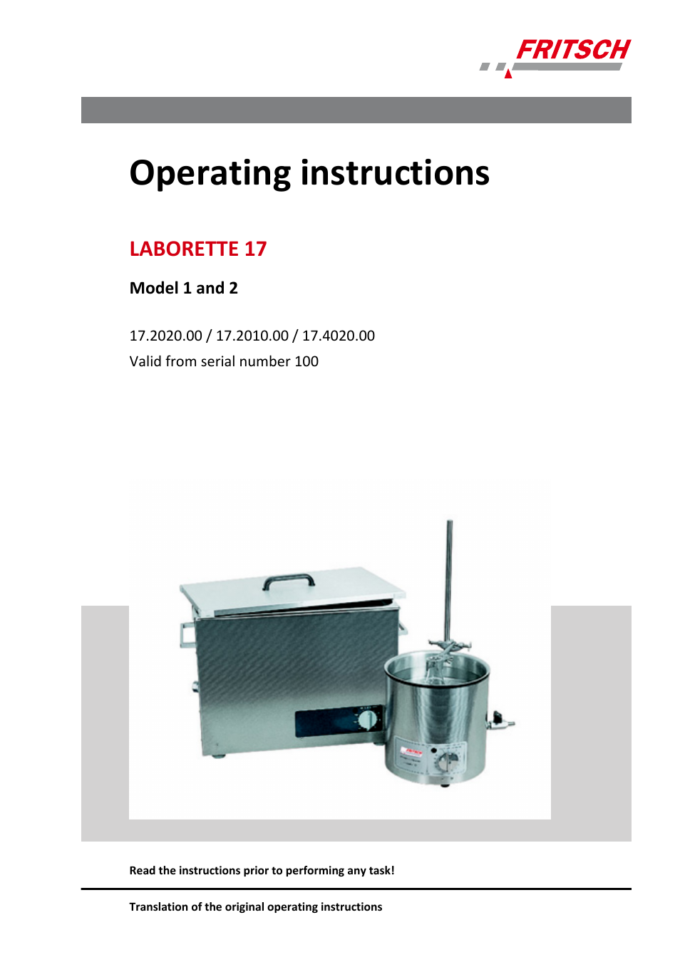 FRITSCH LABORETTE 17, size II User Manual | 32 pages