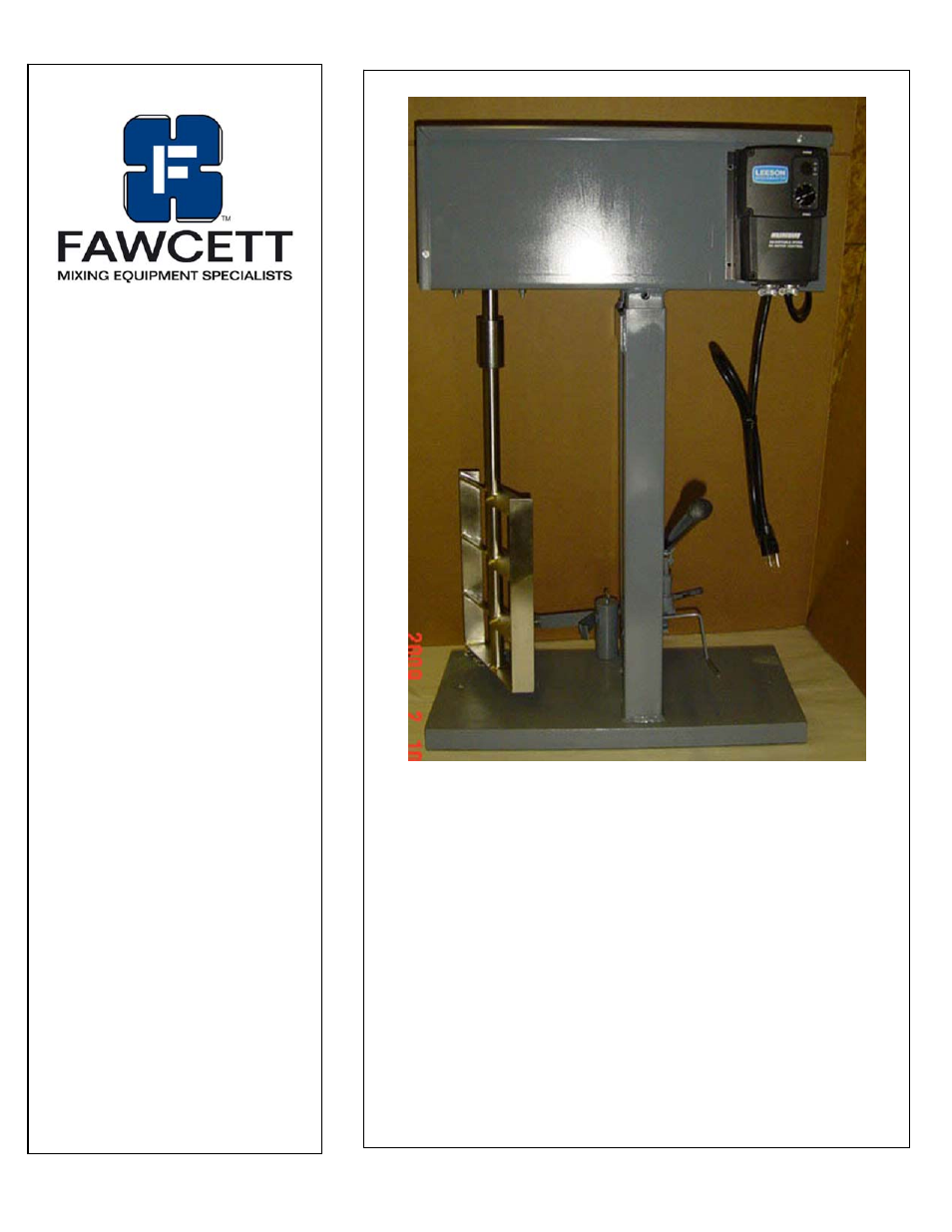 Fawcett HDPM-5 Pail Mixer User Manual | 9 pages