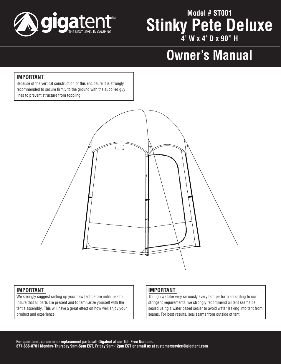 Giga Tent ST 001D User Manual | 8 pages