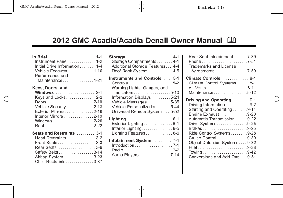 GMC 2012 Acadia User Manual | 456 pages
