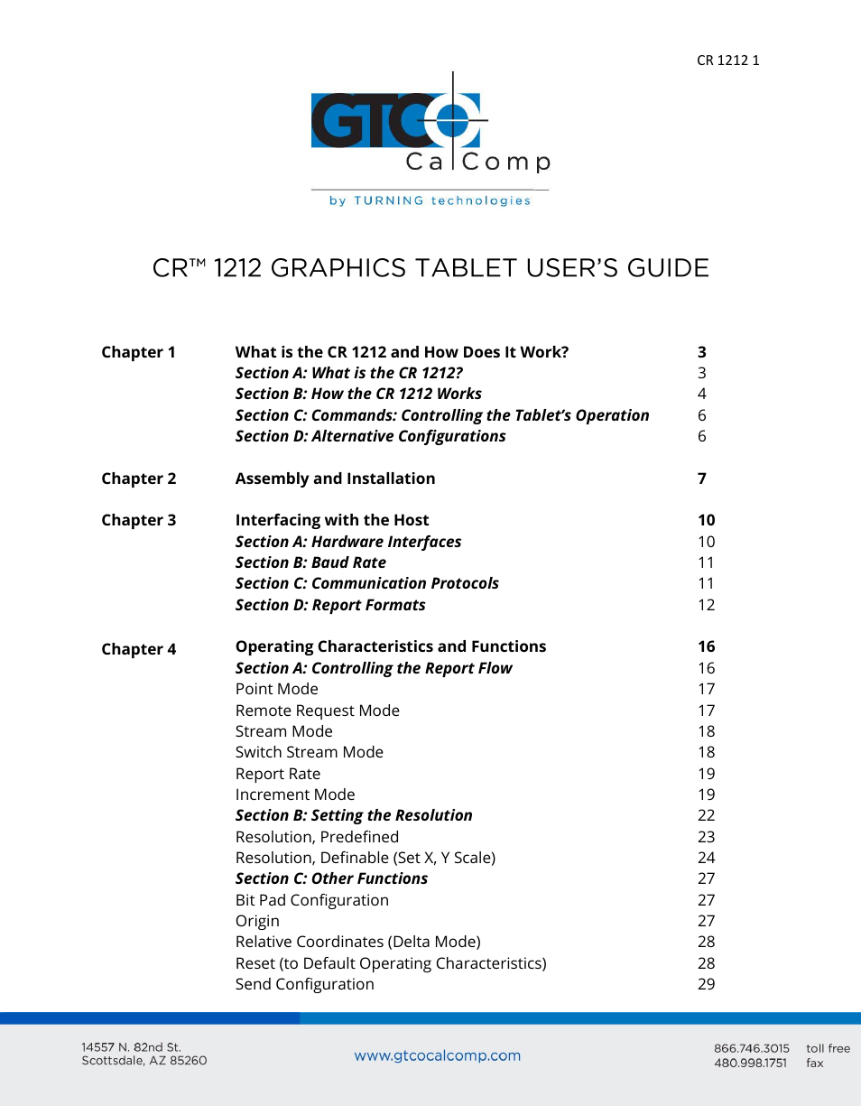 GTCO CR 1212 - Users Guide User Manual | 50 pages