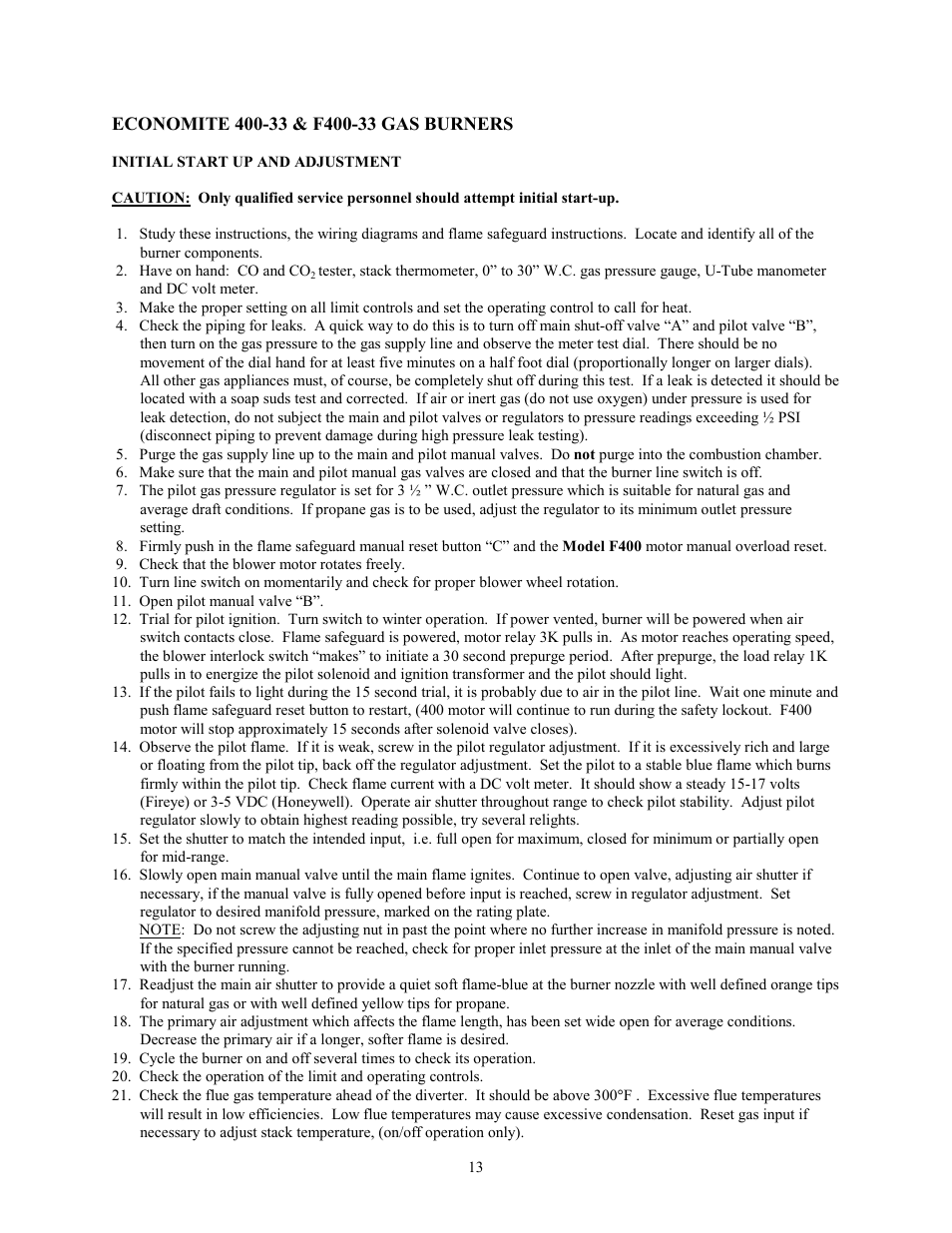 Economite gas burners | I.C.E. GIDM-325 User Manual | Page 14 / 29
