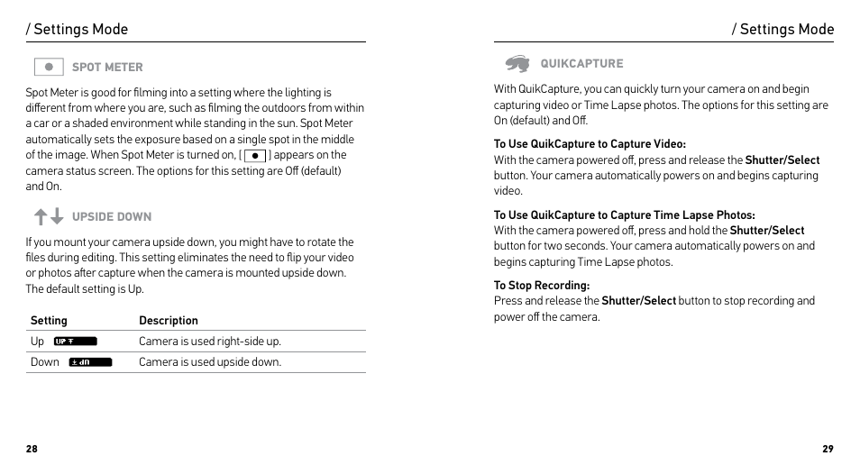 Settings mode | GoPro HERO User Manual | Page 15 / 24