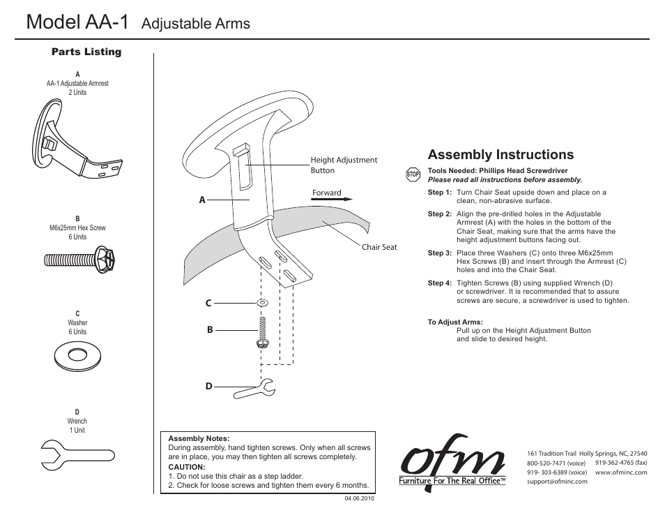 OFM AA-1 User Manual | 1 page