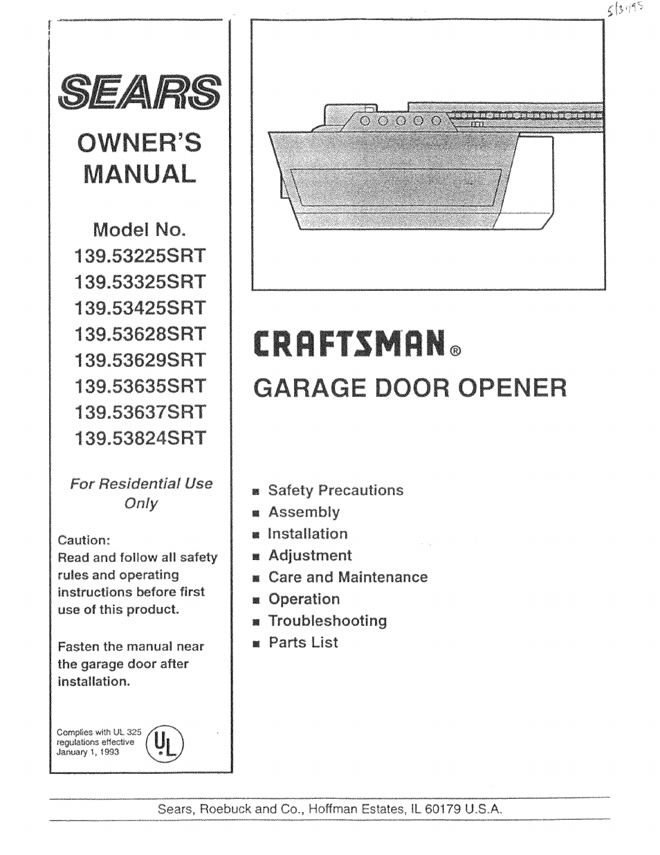 Craftsman 139.53225SRT User Manual | 40 pages