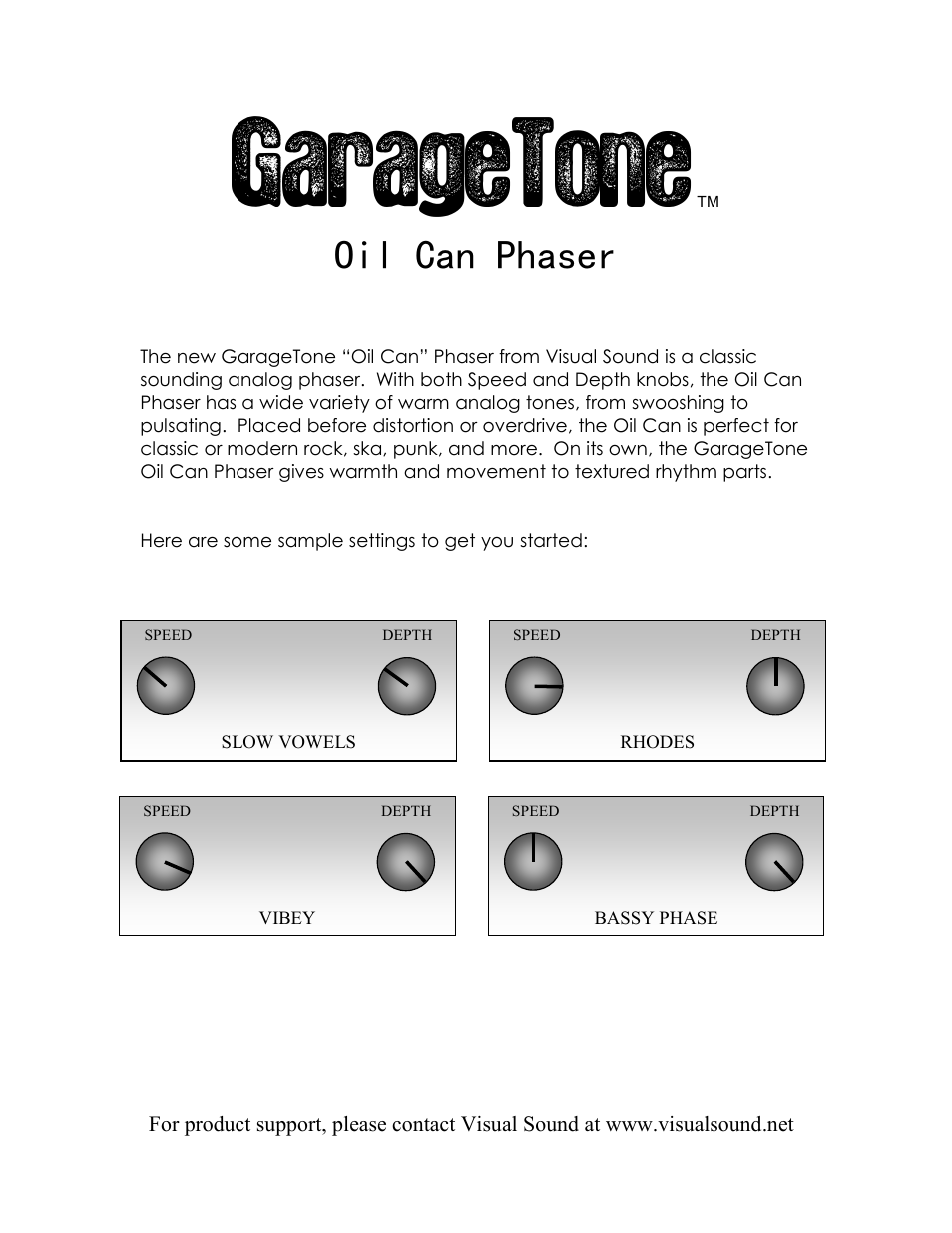 Visual Sound Oil Can Phaser User Manual | 1 page