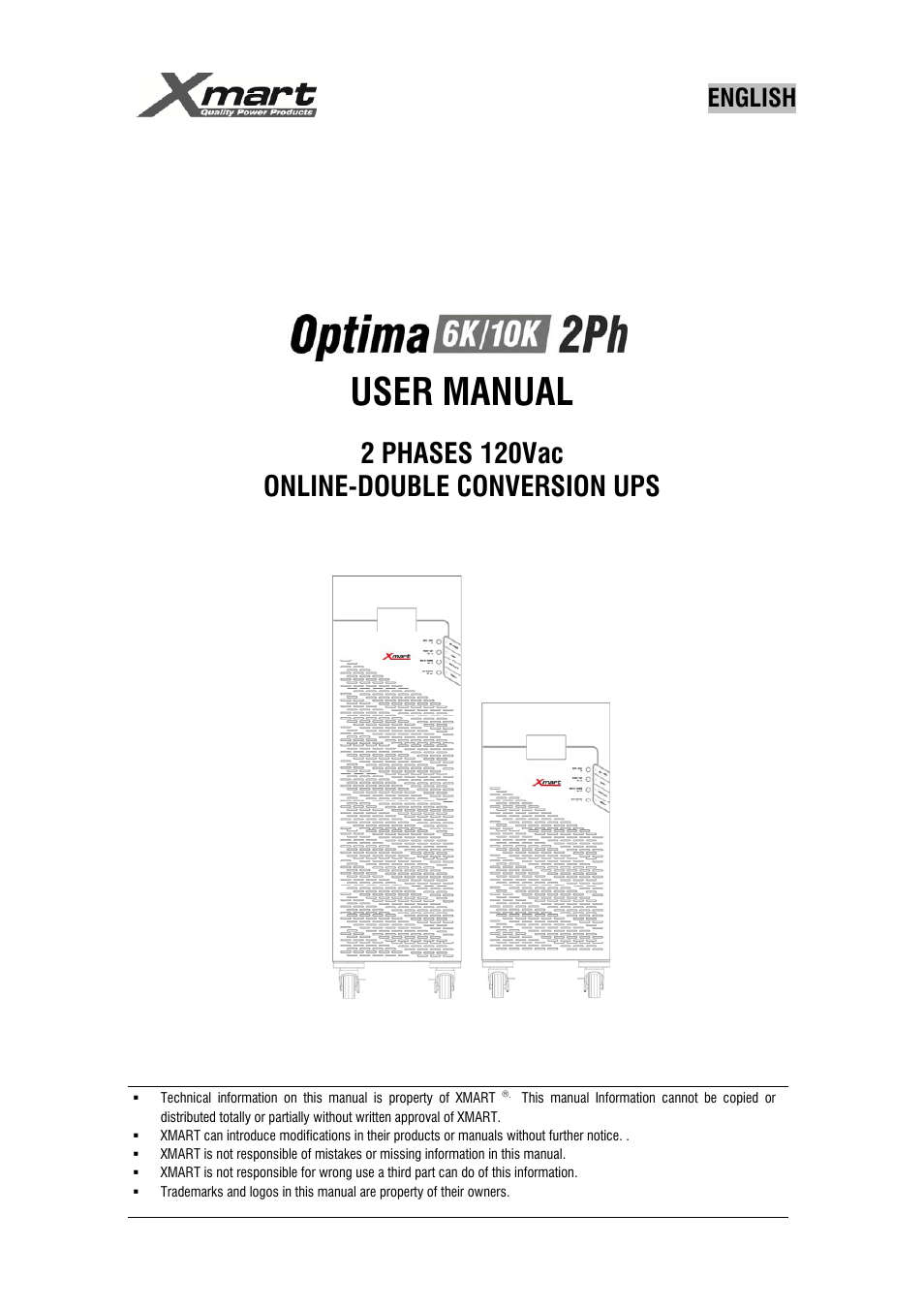 XMART Optima 10K 2PH User Manual | 48 pages