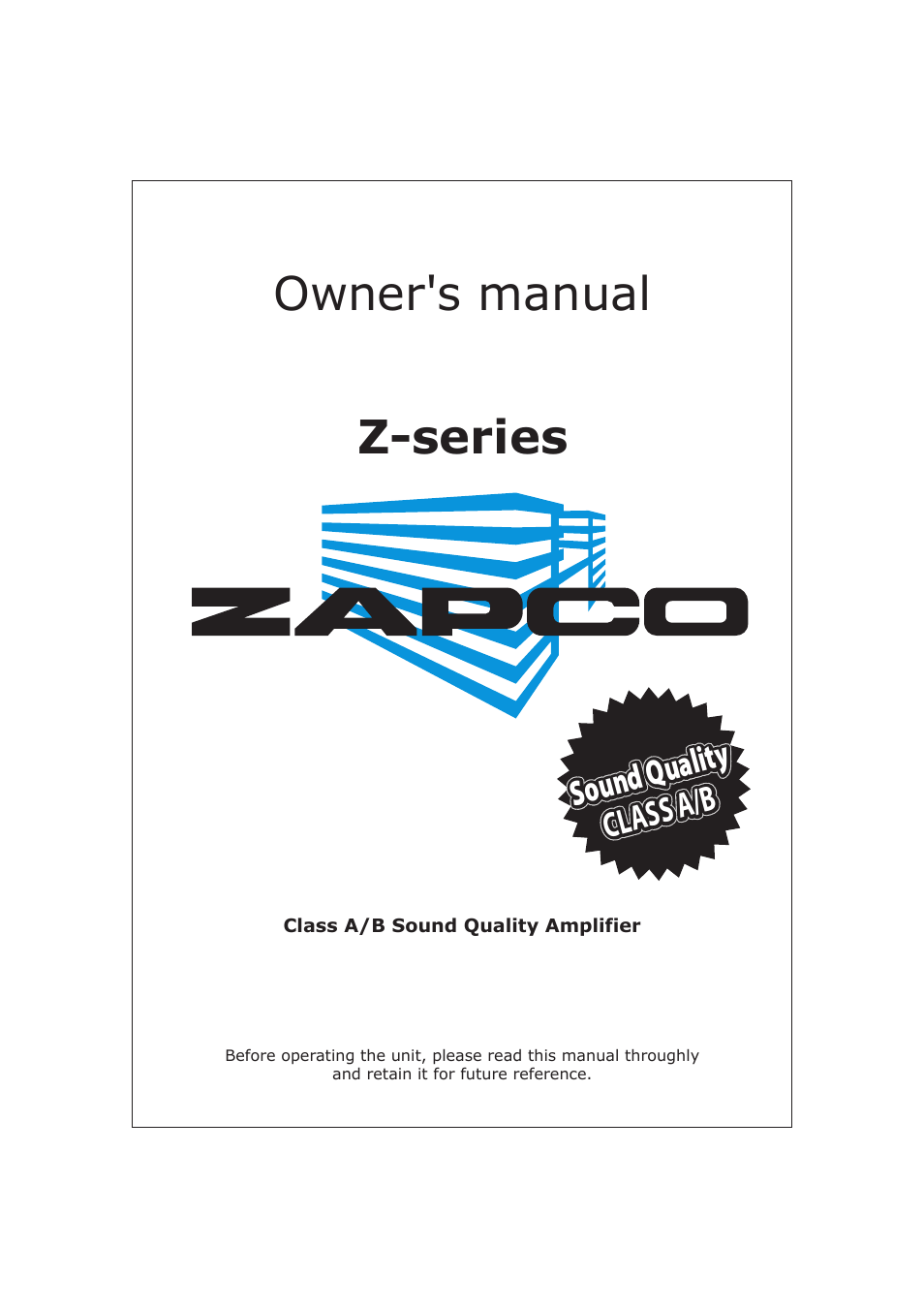 Zapco Z-series B User Manual | 20 pages