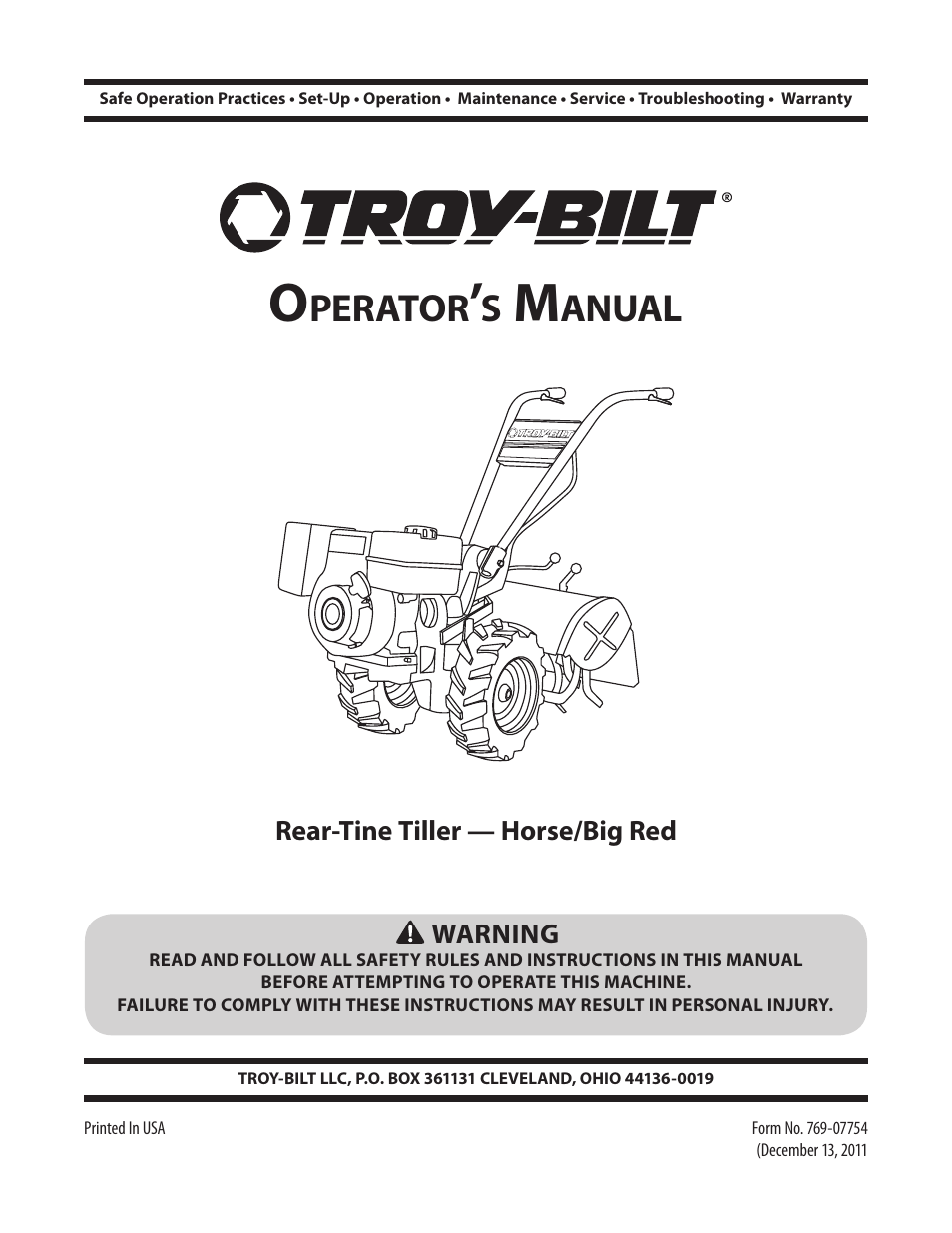 Troy-Bilt Horse User Manual | 44 pages