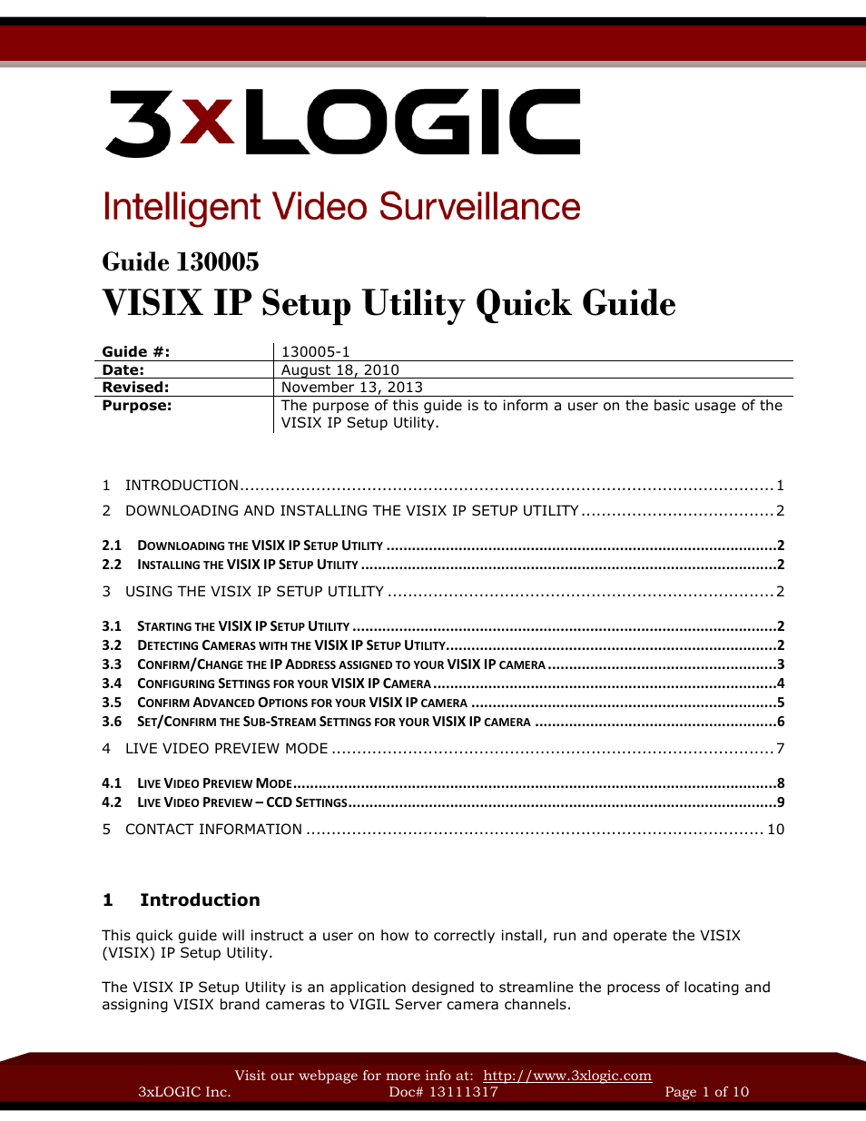 3xLOGIC VISIX Camera User Manual | 10 pages