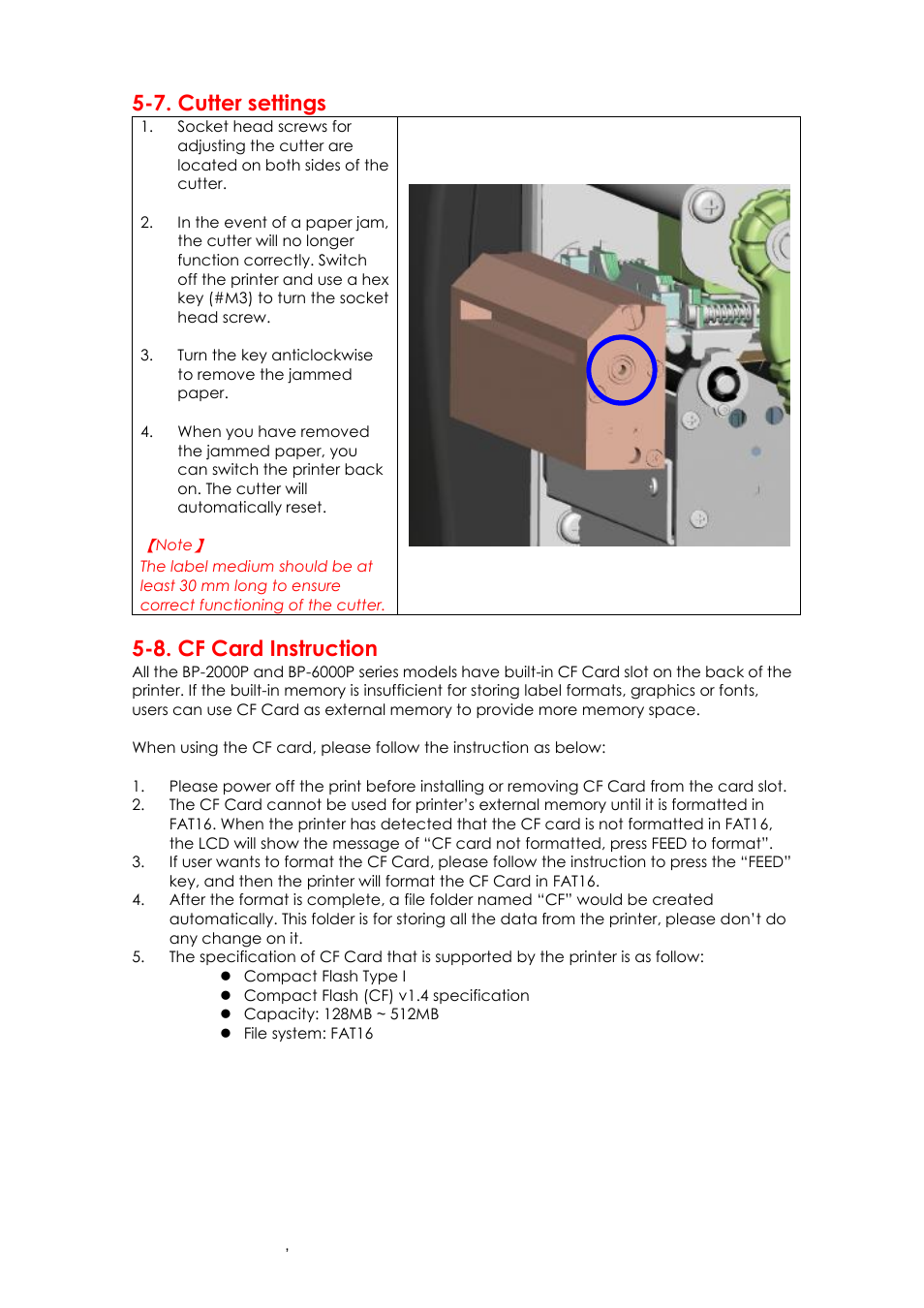 7. cutter settings, 8. cf card instruction | GoDEX EZ6000Plus series User Manual | Page 66 / 67