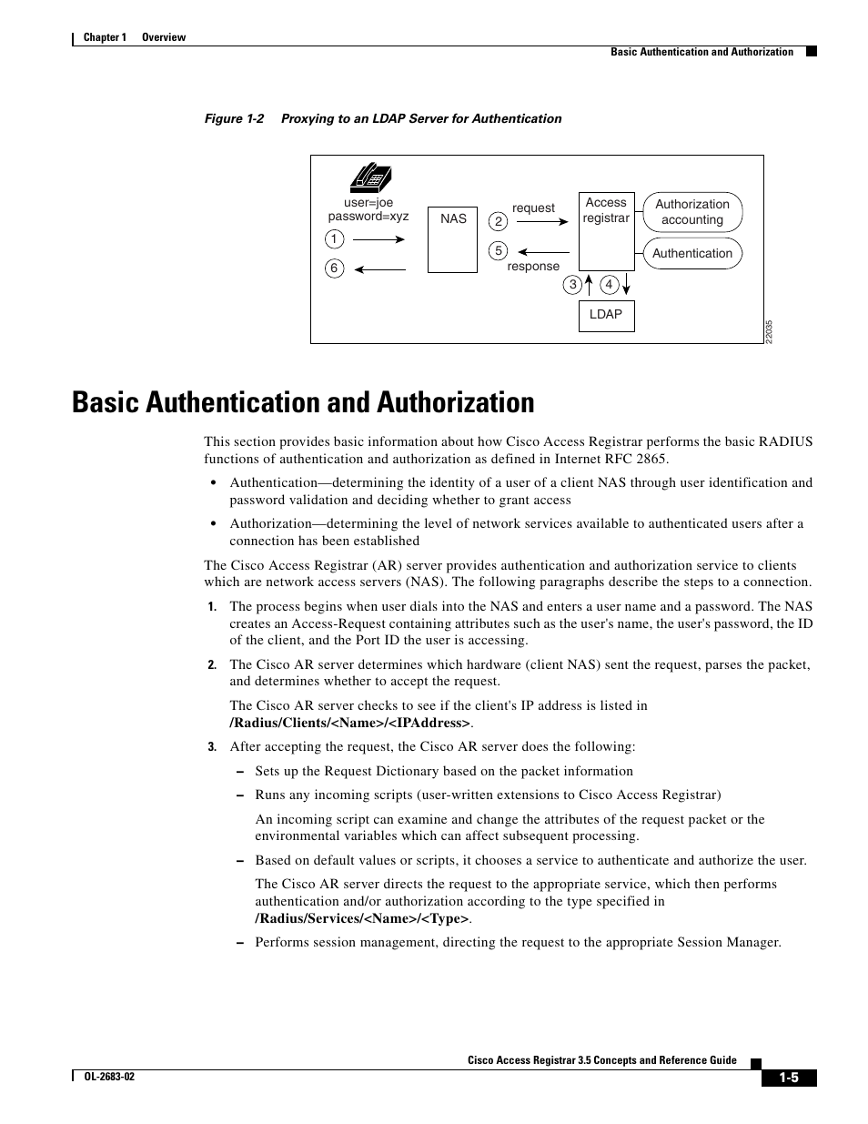 Basic authentication and authorization | Cisco Cisco Access Registrar 3.5 User Manual | Page 17 / 80