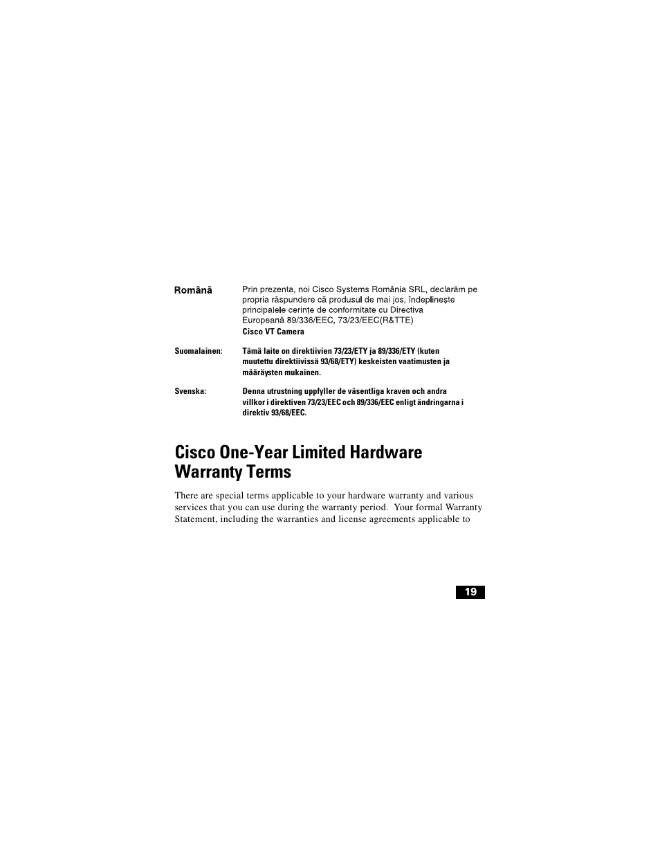 Cisco one-year limited hardware warranty terms | Cisco Digital Camera User Manual | Page 19 / 22