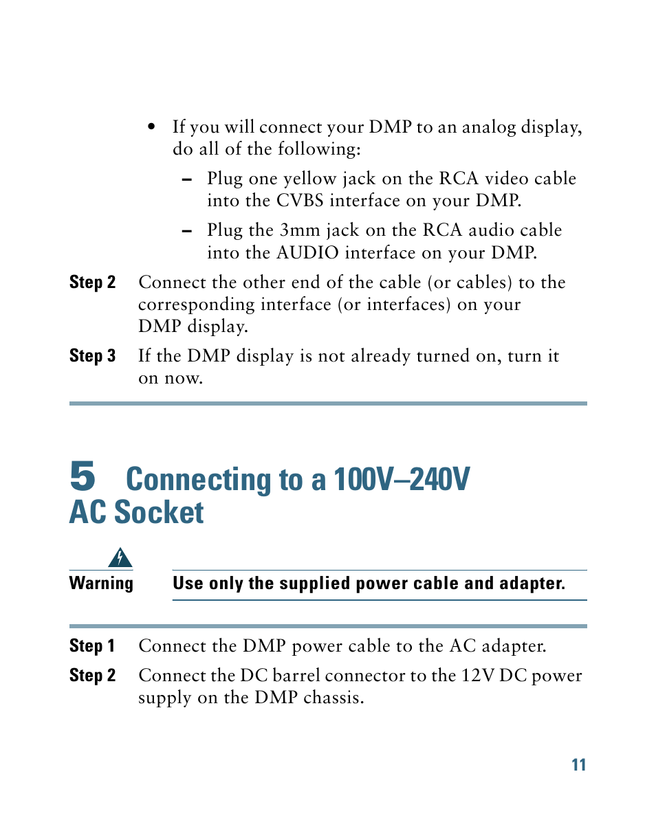 5 connecting to a 100v-240v ac socket, Connecting to a 100v–240v ac socket | Cisco 4400G User Manual | Page 11 / 28
