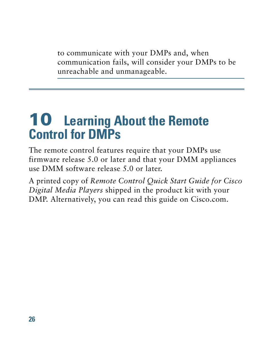 10 learning about the remote control for dmps, Learning about the remote control for dmps | Cisco 4400G User Manual | Page 26 / 28
