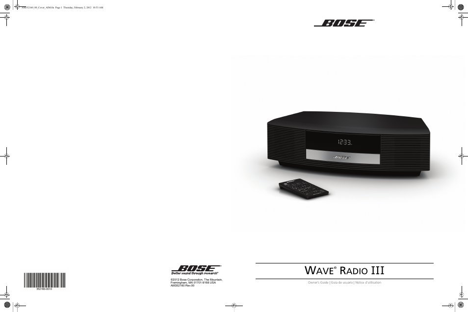 Am352160_00_cover_aim.pdf, Adio | Bose Wave Radio III User Manual | Page 24 / 24