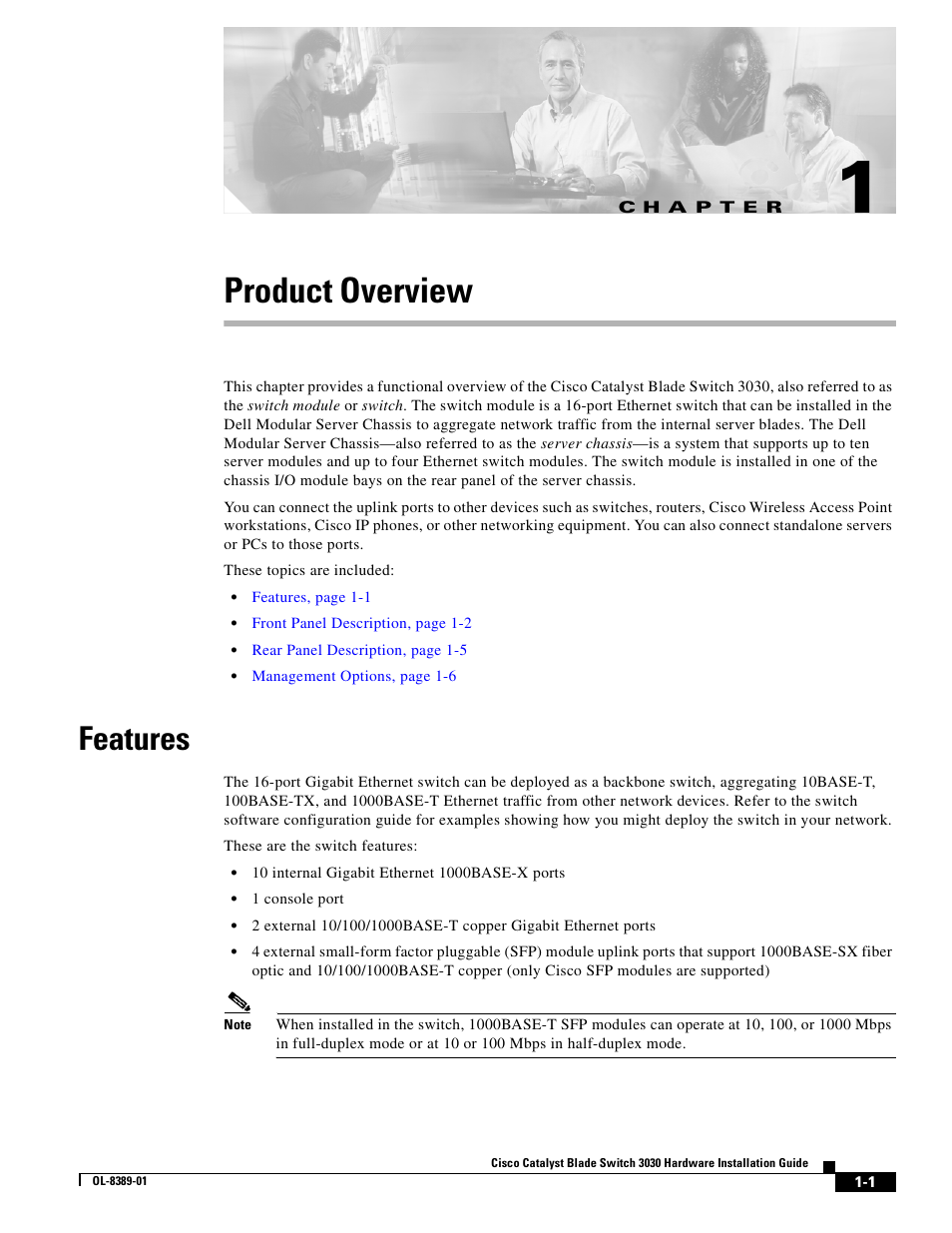 Product overview, Features, Chapter 1, “product overview | Cisco 3030 User Manual | Page 21 / 72