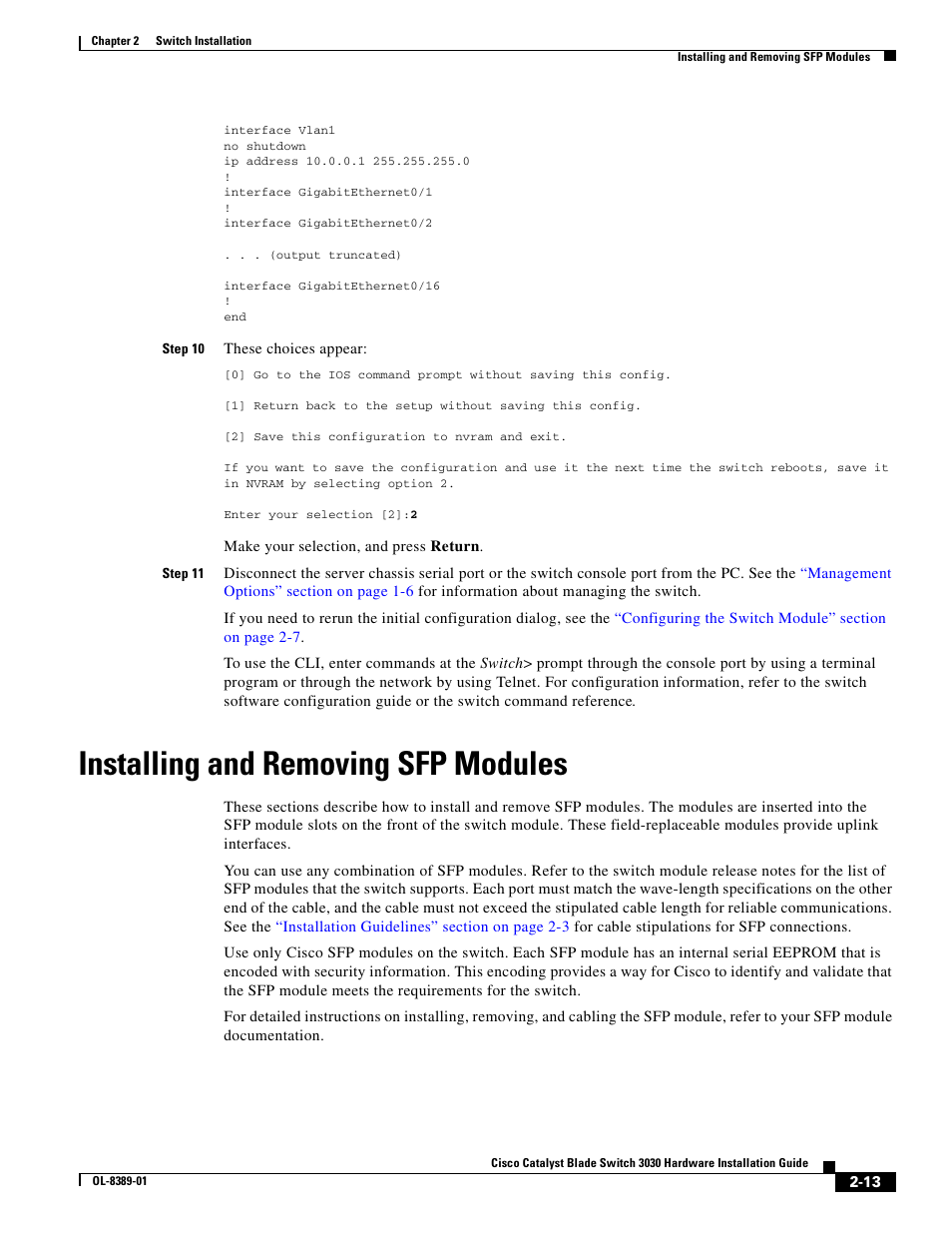 Installing and removing sfp modules | Cisco 3030 User Manual | Page 41 / 72