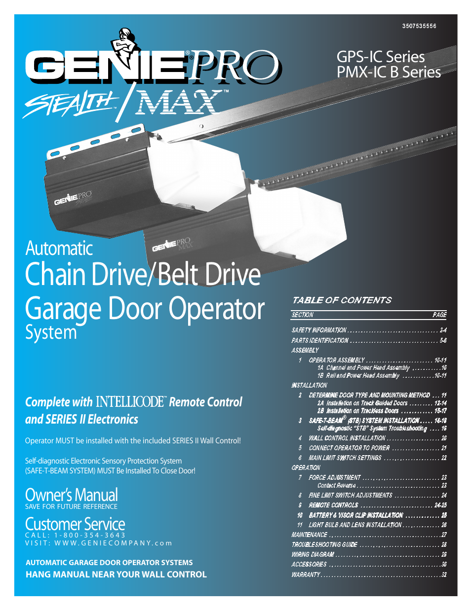 Genie Pro max PMX-IC B Series User Manual | 32 pages